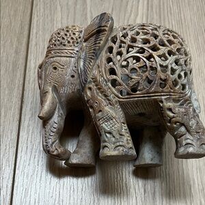 Intricately hand Carved Mama Elephant with baby inside peace and luck charm